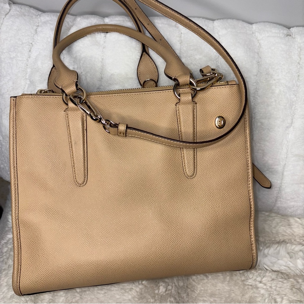 Coach Beige Leather Tote Bag  Coach Linud crossbody tote - Picture 3 of 6
